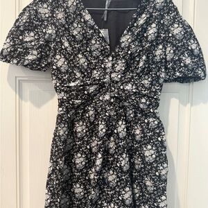 Anthropologie Black and White Floral Jumpsuit